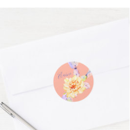 Kaktus blühen Wüste Blume Aquarellpfirsich lila Runder Aufkleber
