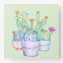Kaktus Blume Korallenminze Grünes Aquarell Rosa