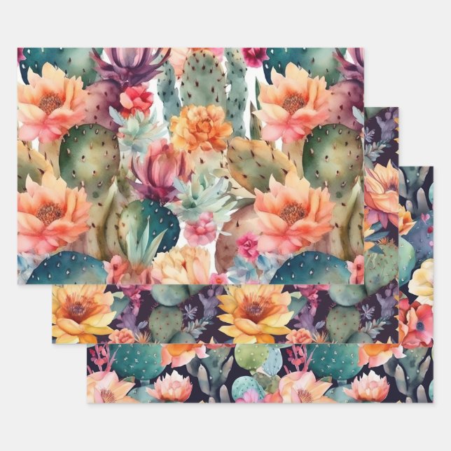 Kaktus Blume Wüste botanische Blumenmuster Geschenkpapier Set (Set)