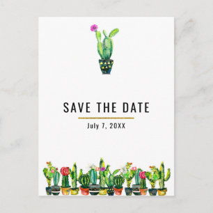Kaktus Blumen Rustikal Südwestlich Save the Date Ankündigungspostkarte