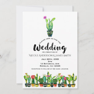 Kaktus Blumen Rustikale Südwestliche Boho Hochzeit Einladung