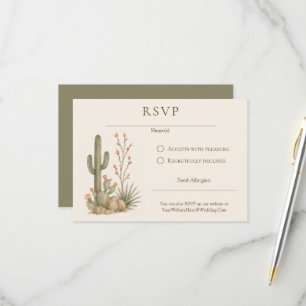 Kaktus Blumen Wüstenblumen Hochzeit RSVP Karte