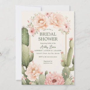 Kaktus Boho Brautparty Wüstenflorales Einladung