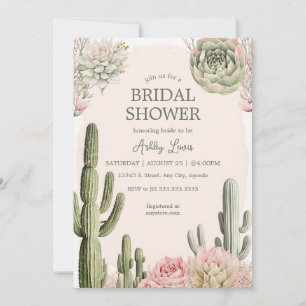 Kaktus Boho Grün Blumen Wüste Einladung