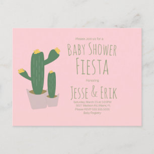 Kaktus-Cupcakes Rosa Baby Shower-Einladung Postkarte