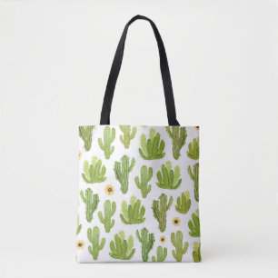 Kaktus der grünen Wüste: Aquarell Nahtlos Tasche