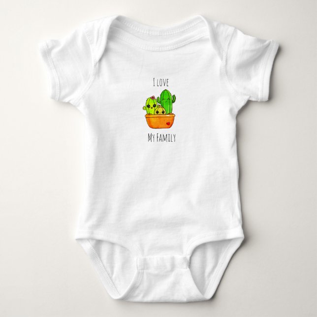 Kaktus-Familie Baby Strampler (Vorderseite)