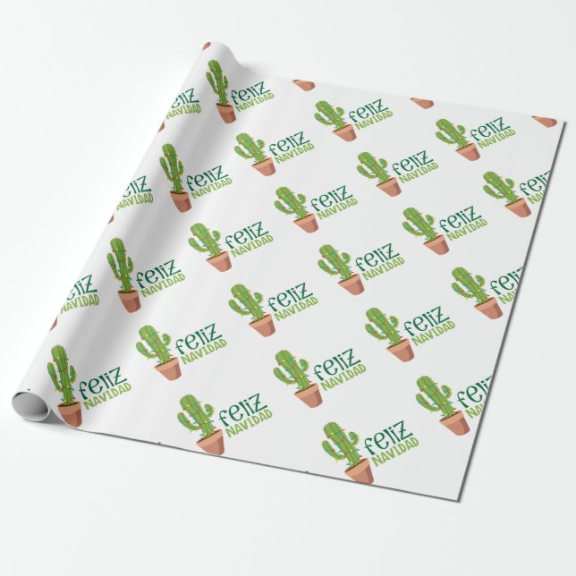 Kaktus Feliz Navidad Geschenkpapier (Ungerollt)