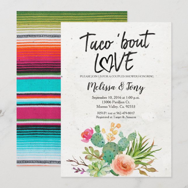 Kaktus-Fiesta-Paar-Duschen-Einladung Einladung (Vorne/Hinten)