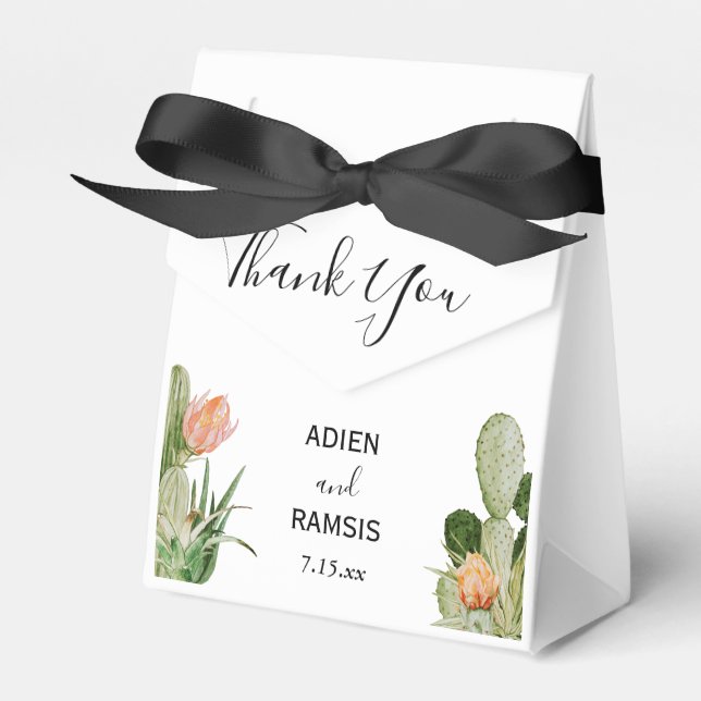 Kaktus Floral Wüste Gastgeschenk Hochzeit Box Geschenkschachtel (Vorderseite)