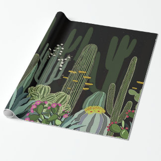 Kaktus-Garten nachts Geschenkpapier