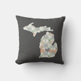 Kaktus gefüllt Michigan Silhouette mit Zuhause Kissen