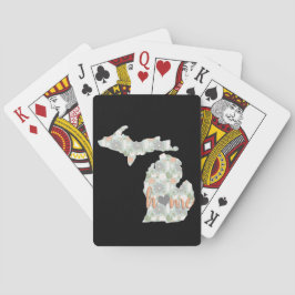 Kaktus gefüllt Michigan Silhouette mit Zuhause Spielkarten