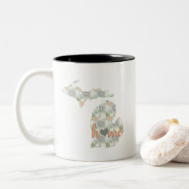 Kaktus gefüllt Michigan Silhouette mit Zuhause Zweifarbige Tasse