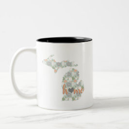 Kaktus gefüllt Michigan Silhouette mit Zuhause Zweifarbige Tasse