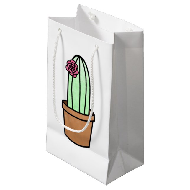 Kaktus-Geschenk-Tasche Kleine Geschenktüte (Vorderseite Schrägansicht)
