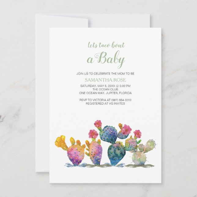 Kaktus-Geschlecht decken Babyparty-Fiesta auf Einladung (Vorderseite)
