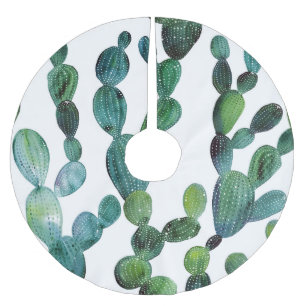 Kaktus-Hype: Trend tropischer Wasserfarben Polyester Weihnachtsbaumdecke