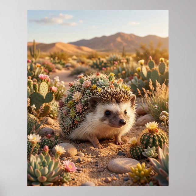 Kaktus Igel Wüstenblüte Poster (Vorne)