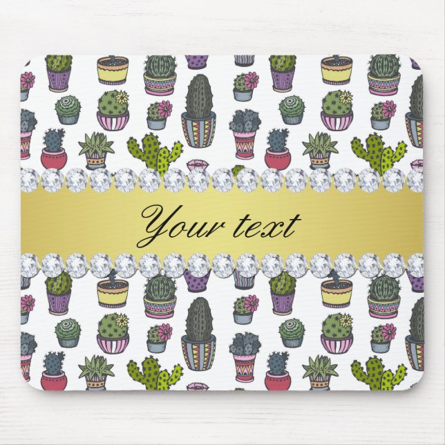 Kaktus-Imitat-GoldBling Diamanten Mousepad (Vorne)