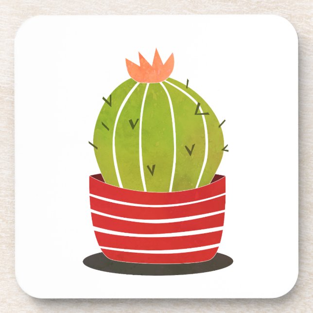 Kaktus in einem Pot-Minimal-Kunstposter Getränkeuntersetzer (Vorderseite)