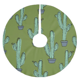 Kaktus in Topf Illustration Polyester Weihnachtsbaumdecke