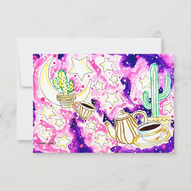 Kaktus Kunst RSVP Karte (Vorderseite)