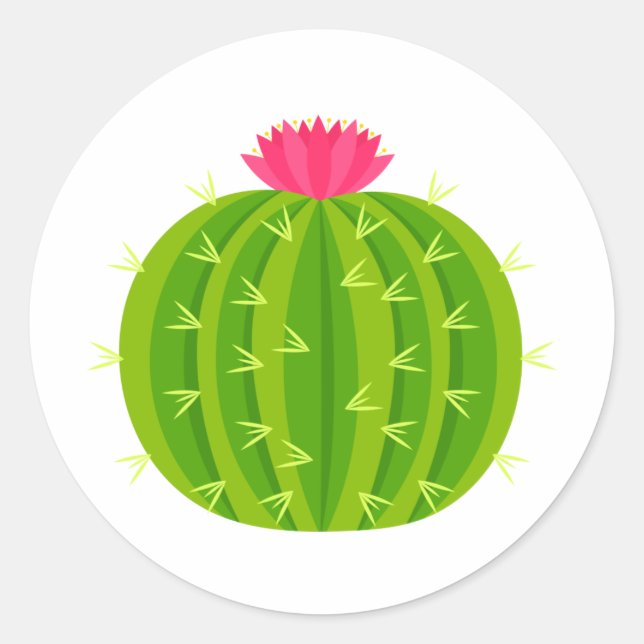 Kaktus mit Blume-Aufkleber Runder Aufkleber (Vorderseite)