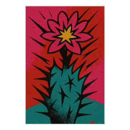 Kaktus mit Sonnenblume Poster