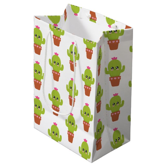 Kaktus Mittlere Geschenktüte (Vorderseite Schrägansicht)