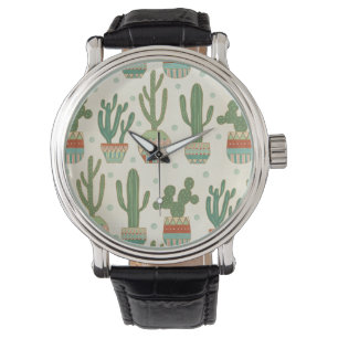 Kaktus-Muster SüdwestGeo-Schritt- Armbanduhr