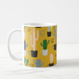 Kaktus nahtlos Muster Hintergrund. Handgezogener K Kaffeetasse