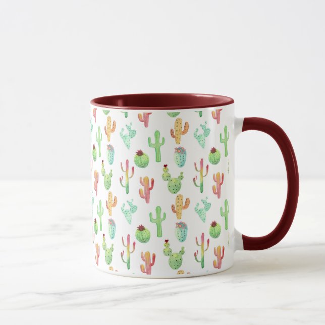 Kaktus-PastellAquarell-Muster Tasse (Rechts)