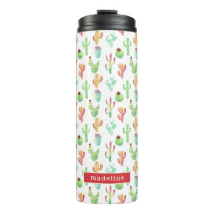 Kaktus-PastellAquarell-Muster Thermosbecher