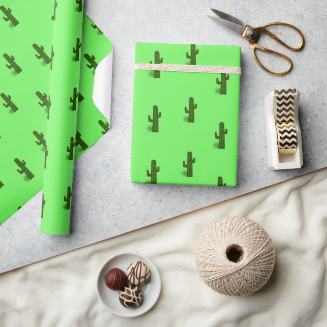 Kaktus-Pflanze auf hellgrün Geschenkpapier (Kunsthandwerk)