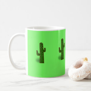 Kaktus-Pflanze auf hellgrün Kaffeetasse