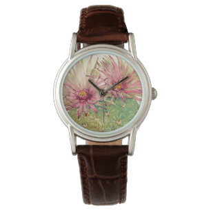 Kaktus Rosa Blüten Armbanduhr