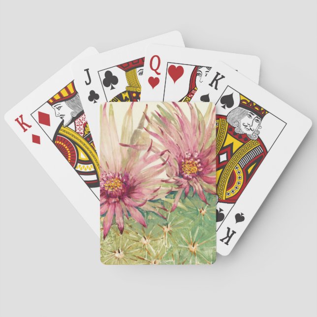 Kaktus Rosa Blüten Spielkarten (Rückseite)