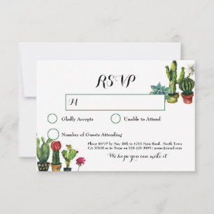 Kaktus RSVP Hochzeits-Fiesta-Antwortkartenlichter Karte