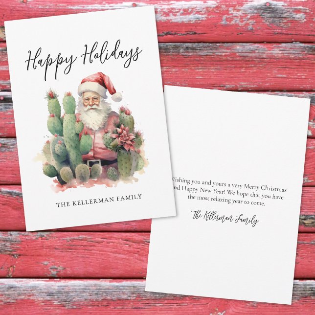 Kaktus Santa Frohe Feiertage Weihnachten (Cactus Santa Happy Holidays Christmas Holiday Card)
