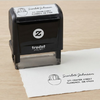Kaktus-Stempel mit Selbstfärber und Rücksendeadres Permastempel