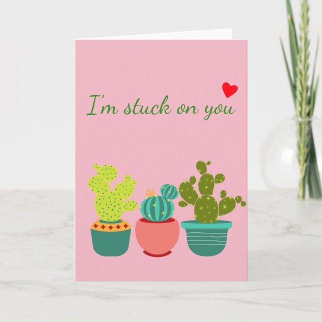 Kaktus Südwestwüste Sukkulenter Valentinstag Karte (Vorderseite)