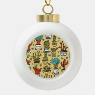 Kaktus Sukkulente: Handgezeichnete Skizze Keramik Kugel-Ornament