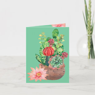 Kaktus, Sukkulenten, Kaktusblüte, Arrangement Karte