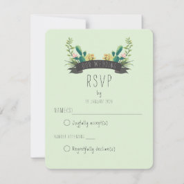 Kaktus Sukkulenten Kranz Rustikal Boho Mintgrün RSVP Karte