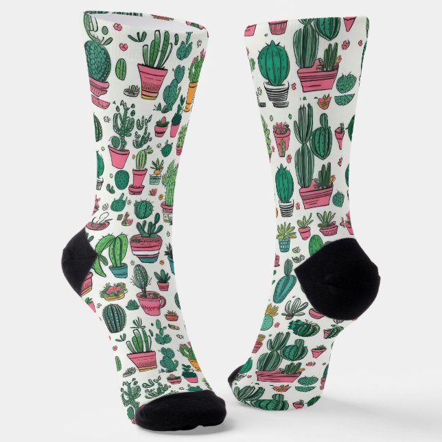 Kaktus Sukkulenten Muster Socken (Gewinkelt)