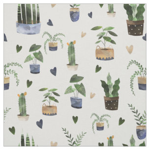 Kaktus Sukkulenten & Topfpflanze Boho-Muster Stoff