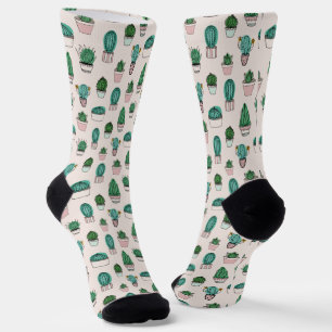 Kaktus Sukkulenten Topfpflanze Muster Socken