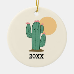 Kaktus-Themen-Weihnachtsbaumanhänger Keramik Ornament