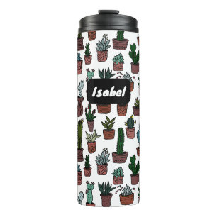 Kaktus Topfpflanzen Süßes Muster PERSONALISIERTES  Thermosbecher